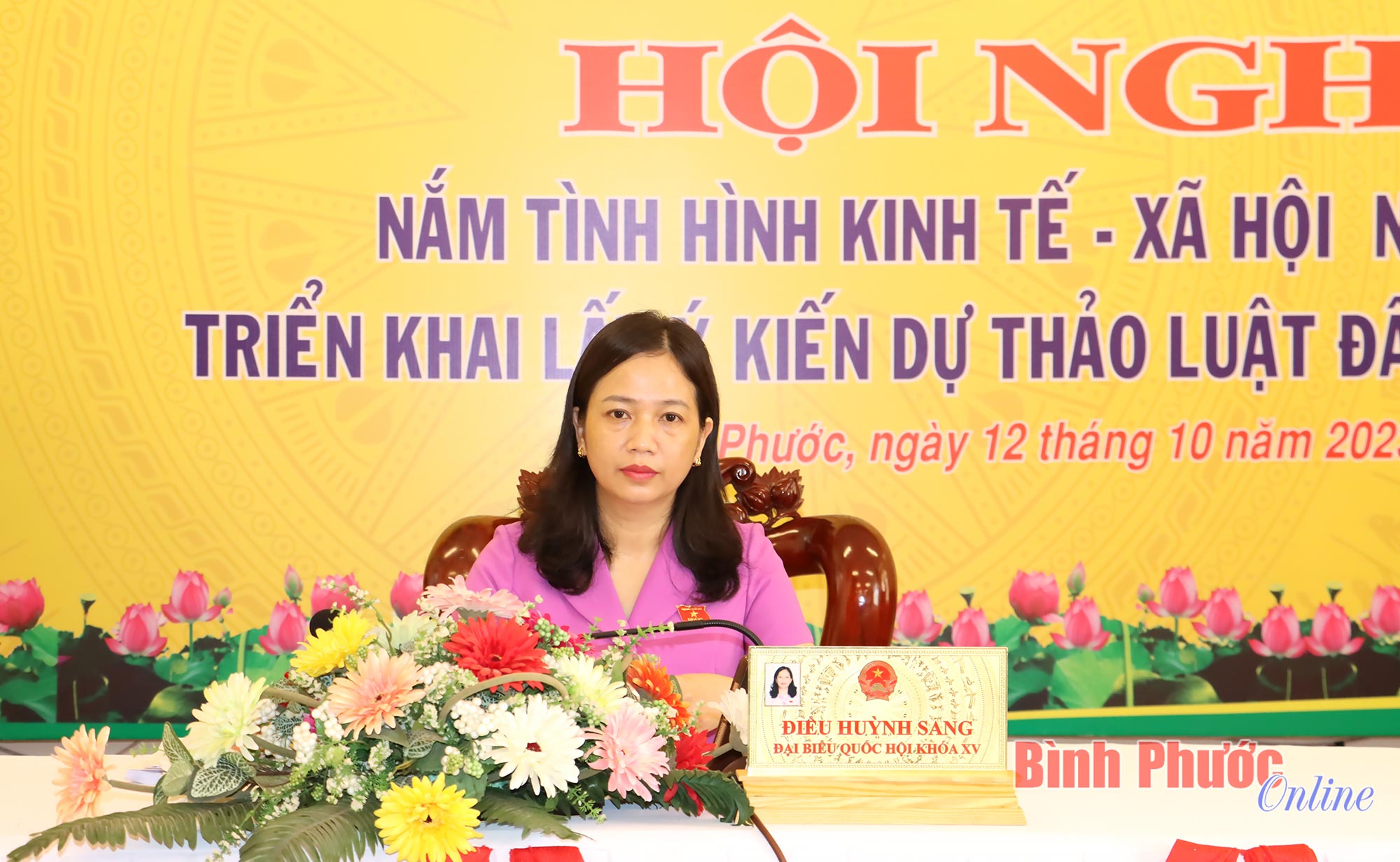 Tỉnh ủy viên, Phó Trưởng đoàn chuyên trách, phụ trách Đoàn đại biểu Quốc hội tỉnh Điểu Huỳnh Sang chủ trì hội nghị